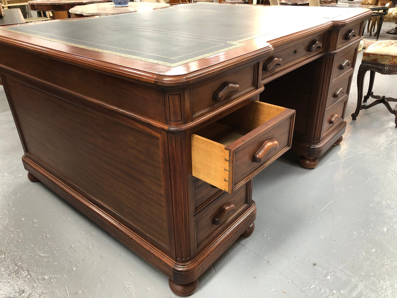 Superb Late 19th Century French Walnut Partners Desk | Antique & Vintage | Moonee Ponds Antiques | Australia Wide Delivery