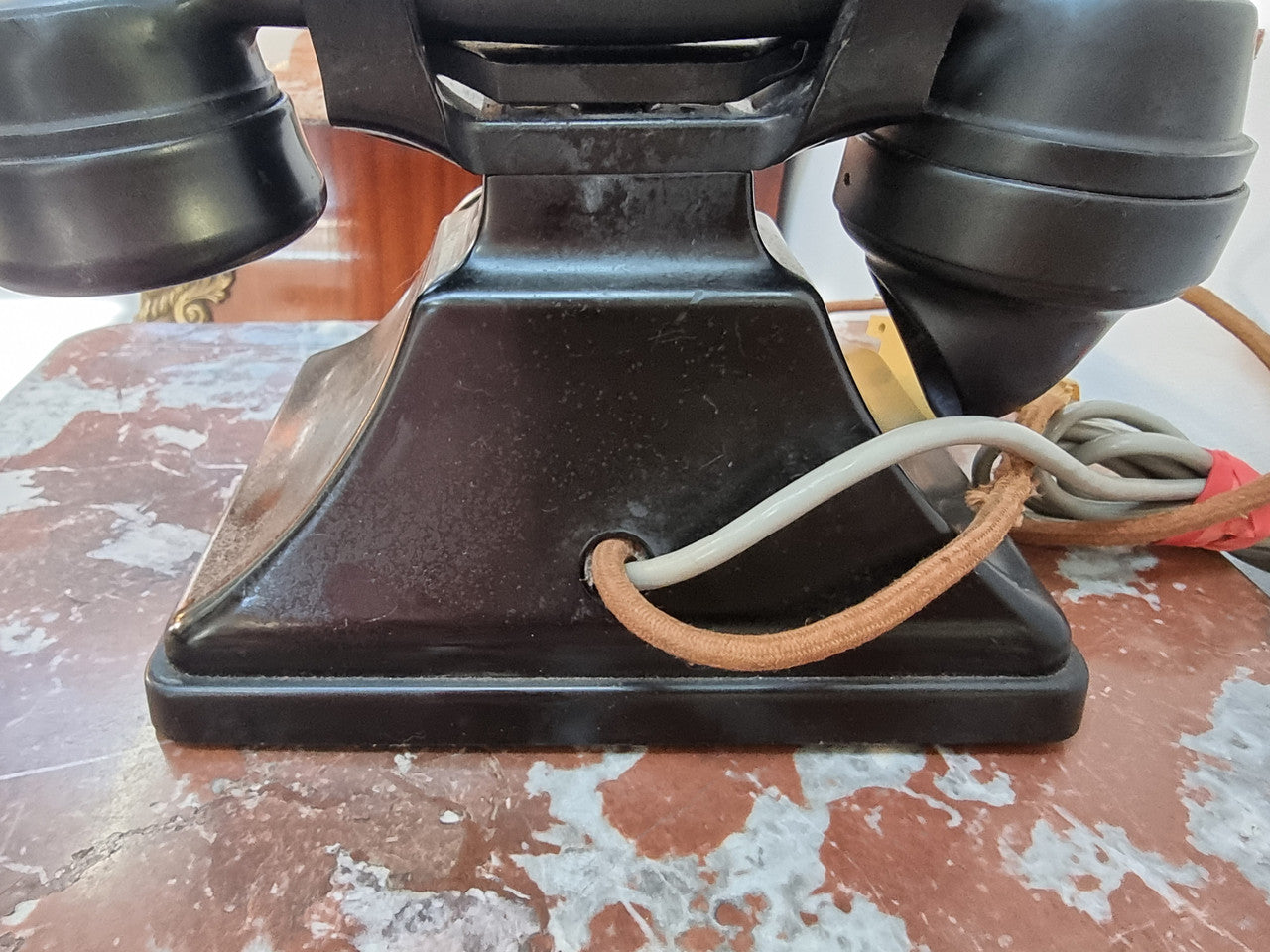Black Art Deco Rare Pyramid Shape Bakelite Phone