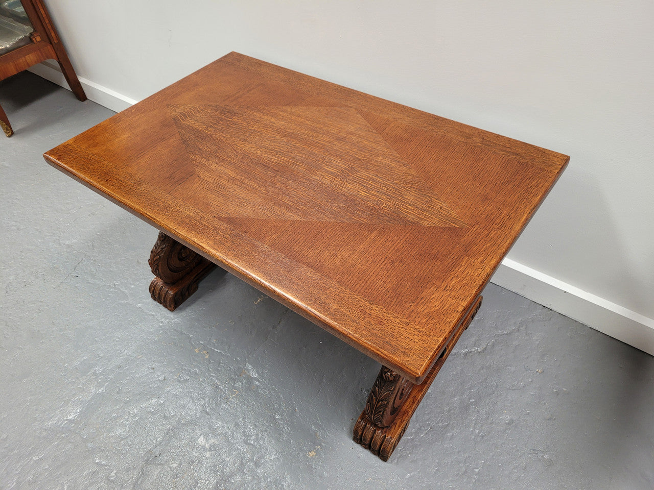 French Oak Spanish Style Stretcher Base Coffee Table | Antique & Vintage | Moonee Ponds Antiques | Australia Wide Delivery
