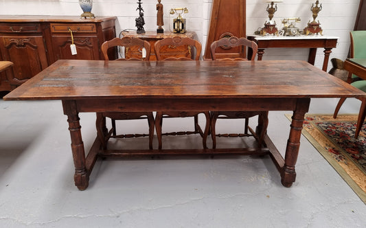 Striking Reclaimed Timber Rustic Oak Farmhouse Table