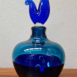 Impressive Signed 2 tone Blue Glass Perfume Bottle With Stopper. No Chips or Cracks in good condition.  Please see photos as they form part of the description.
