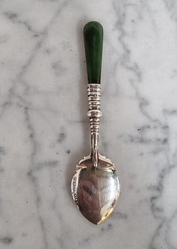 Lovely Birmingham Silver & Jade Spoon | Antique & Vintage | Moonee Ponds Antiques | Australia Wide Delivery