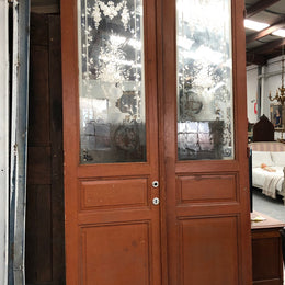 Pair of French Antique 19th century doors. They have beautiful acid etched panels and are in good original condition.