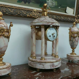 French Marble Clock Set