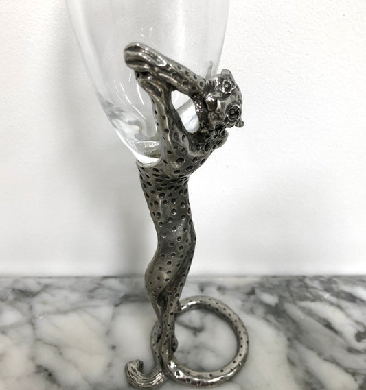 Royal Selangor "Frankli Wild" Leopard-Cheetah Champagne Glass
