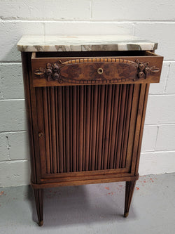 Louis XVI Style Art Deco Walnut Marble Top Side Cabinet | Antique & Vintage | Moonee Ponds Antiques | Australia Wide Delivery