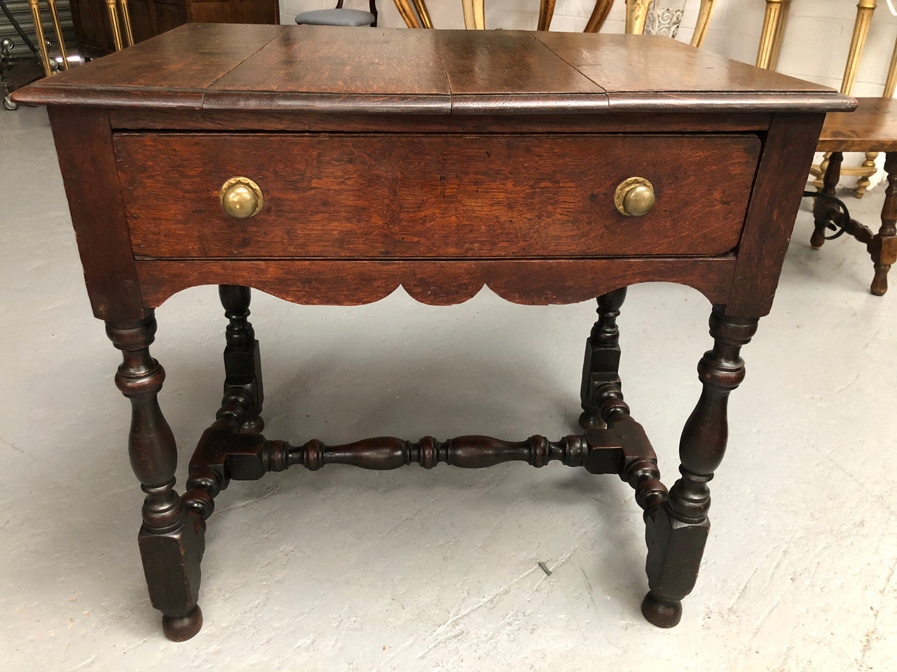 Antique French Oak Side Table With Drawer "Mellow Patina"