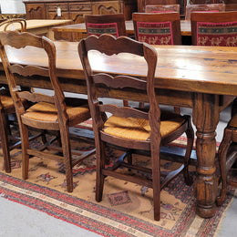 Large impressive 19th century 2.5 meter Antique French Oak farmhouse table. Loads of character with a stunning solid thick top and has a long drawer at one end. Sourced from France and in good original detailed condition.