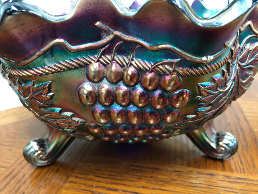 Large Cobalt Carnival Glass Bowl