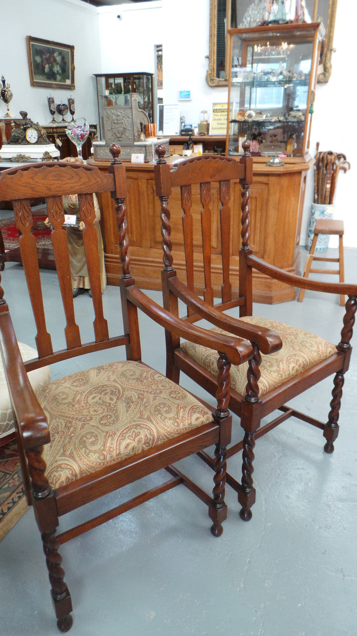 Pair of Oak Jacobean Carver Chairs