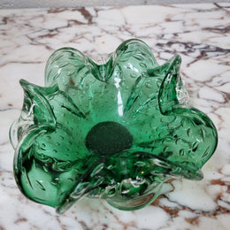 Vintage “Murano” Handmade Glass Green Bowl