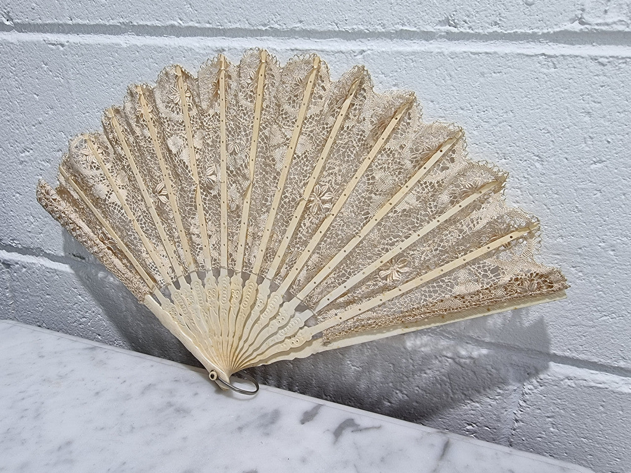 Edwardian Bone and Lace Fan | Antique & Vintage | Moonee Ponds Antiques | Australia Wide Delivery