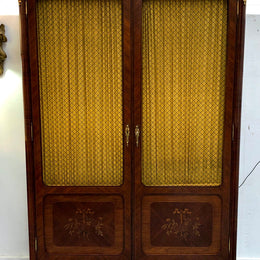 Beautiful 19th Century French Louis XV style Mahogany Blind Bookcase. This piece has lovely inlaid doors and ormolu mounts, marble top and four adjustable shelves. In good original detailed condition.