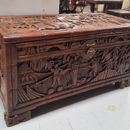 Impressive Carved Camphor Wood Chest