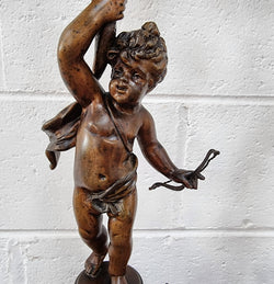 Pair of Highly Decorative French Cherub Candelabras With Bronzed Metal & Marble | Antique & Vintage | Moonee Ponds Antiques | Australia Wide Delivery