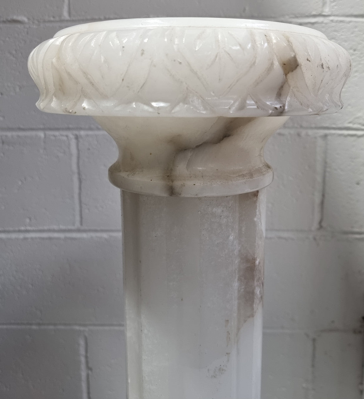 Electrified French White Alabaster Pedestal