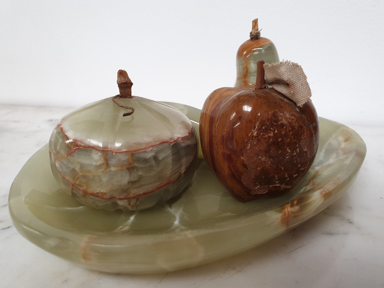 Unusual Alabaster Set Of 4 Fruit On Plate | Antique & Vintage | Moonee Ponds Antiques | Australia Wide Delivery
