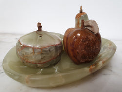 Unusual Alabaster Set Of 4 Fruit On Plate | Antique & Vintage | Moonee Ponds Antiques | Australia Wide Delivery
