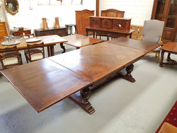 Large Rustic French Oak Parquetry Top Extending Table | Antique & Vintage | Moonee Ponds Antiques | Australia Wide Delivery