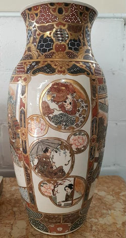 Pair Of Late Victorian Hand Painted Japanese Satsuma Porcelain Vases | Antique & Vintage | Moonee Ponds Antiques | Australia Wide Delivery
