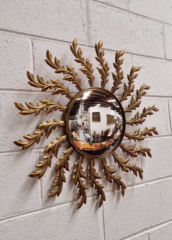 Attractive French Vintage Starburst Convex mirror. It has been sourced from France and in good original detailed condition. Please note mirror does have some spotting due to age but only adds to its character.