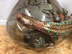 Pair Of Large Moser Enameled Vases With Lizards | Antique & Vintage | Moonee Ponds Antiques | Australia Wide Delivery