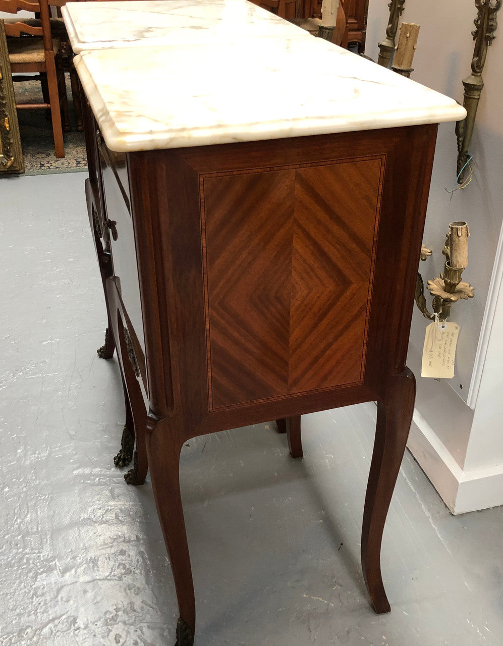 Beautiful Pair Of French Flame Mahogany Bedsides | Antique & Vintage | Moonee Ponds Antiques | Australia Wide Delivery