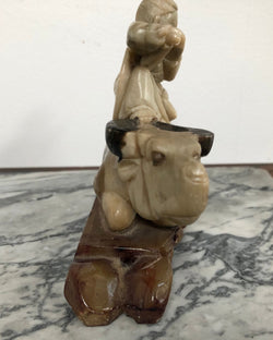 Antique Chinese Carved Soapstone Buffalo and man playing flute | Antique & Vintage | Moonee Ponds Antiques | Australia Wide Delivery