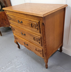 Vintage French Light Oak Louis XV Style Chest of Three Drawers | Antique & Vintage | Moonee Ponds Antiques | Australia Wide Delivery