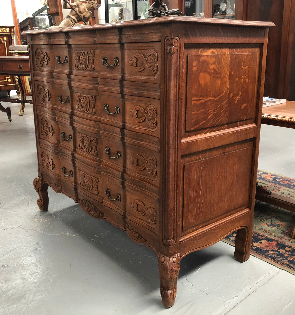 French Walnut Carved Chest Of Drawers