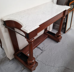 Classic Victorian Mahogany Console Table With White Marble Top | Antique & Vintage | Moonee Ponds Antiques | Australia Wide Delivery