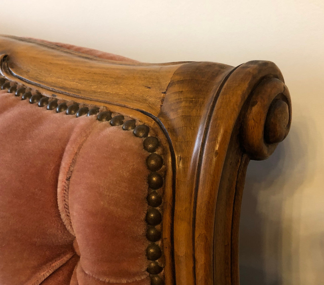 Beautiful French Walnut Upholstered Bed