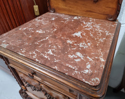 Single Louis 15th Inset Marble Bedside Cabinet | Antique & Vintage | Moonee Ponds Antiques | Australia Wide Delivery