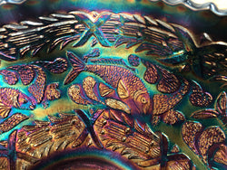 Large Carnival Glass Bowl With Fish Pattern | Antique & Vintage | Moonee Ponds Antiques | Australia Wide Delivery