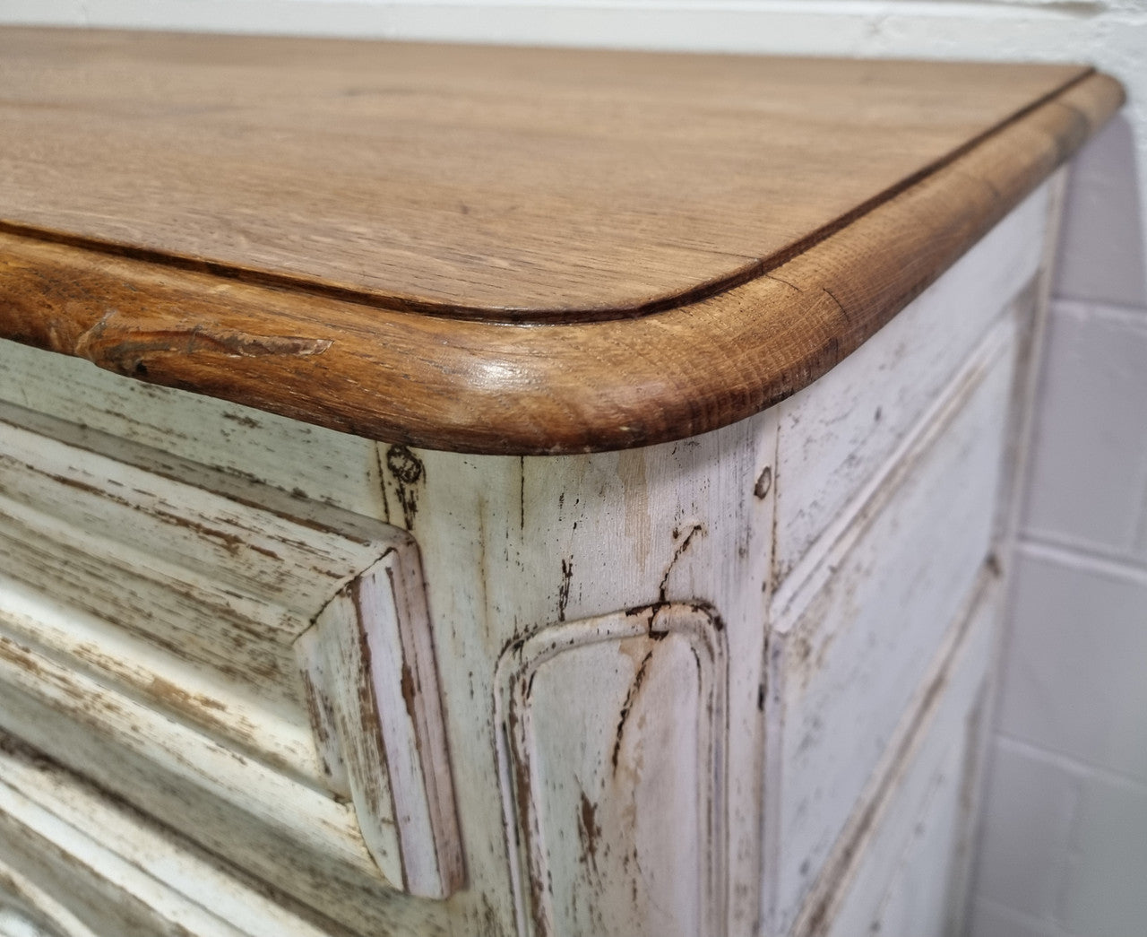 19th Century French Painted Three Door Oak Buffet