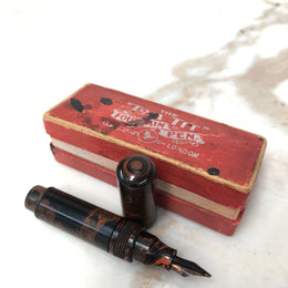 Very rare “Tom Tit” Fountain Pen Simulated Tortoiseshell Case Gold Nib