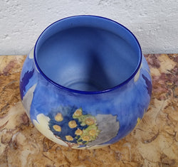 Carlton Ware Vase Globular Shape With Hand Painted Potted Rose Bush & Hollyhocks | Antique & Vintage | Moonee Ponds Antiques | Australia Wide Delivery