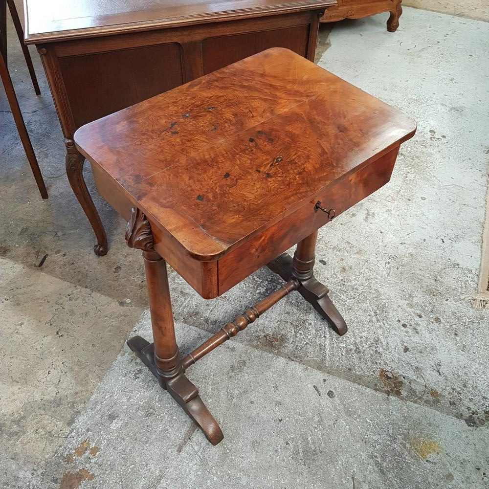Continental Figured Mahogany Work Table | Antique & Vintage | Moonee Ponds Antiques | Australia Wide Delivery