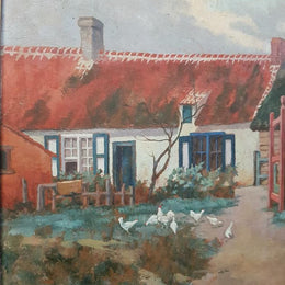A superb French oil painting of a lovely landscape farm scene, signed by the artist. Framed in an original gilt frame.