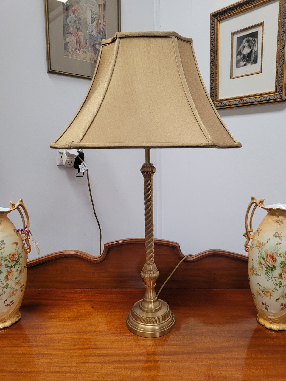 Gold coloured “Laura Ashley” lamp base with gold shade. It is in good original condition please view photos as they help form part of the description.