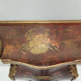 Rare French Louis XV Style Hand Painted Miniature Bombe Commode