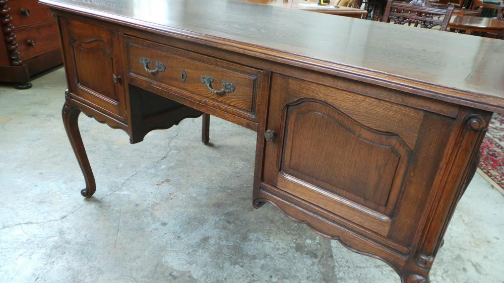 French Oak Partners Desk-2 | Antique & Vintage | Moonee Ponds Antiques | Australia Wide Delivery