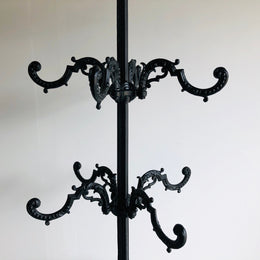 Antique French Cast Iron Coat Stand Painted Black