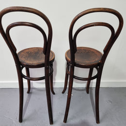 Rare petite cafe Bentwood chairs with original shell embossed seats. They are in very good original condition. They would make great addition to your breakfast bar.