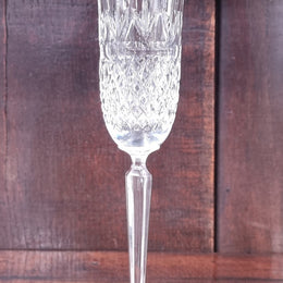 Set of eight crystal champagne glasses. In good original condition.