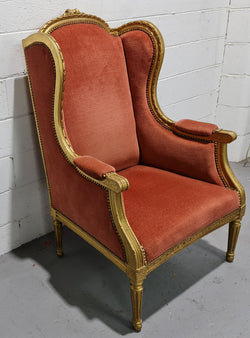 Antique Louis XVI Gilt Upholstered Bergere Wingback Chair | Antique & Vintage | Moonee Ponds Antiques | Australia Wide Delivery