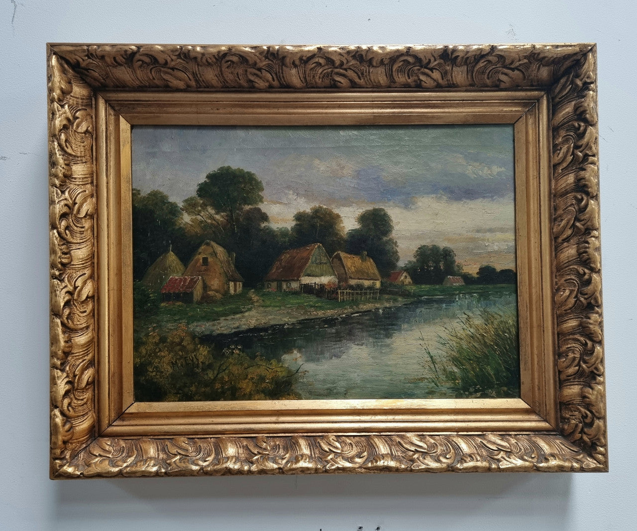 Beautiful Framed Country Scene Oil on Canvas | Antique & Vintage | Moonee Ponds Antiques | Australia Wide Delivery