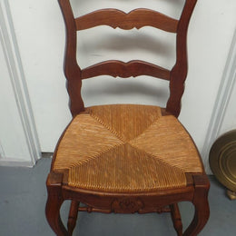 Set of Six French Oak Ladder Back Chairs