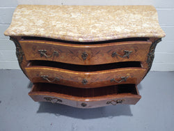 French Three Drawer Marquetry Inlaid Marble Top Commode | Antique & Vintage | Moonee Ponds Antiques | Australia Wide Delivery