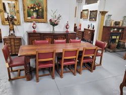Charming Solid Rustic Oak Stretcher Base Farmhouse Table | Antique & Vintage | Moonee Ponds Antiques | Australia Wide Delivery